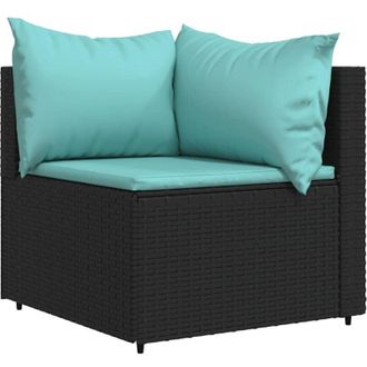 vidaXL Divano Angolare da Giardino con Cuscini in Polyrattan Nero - Vidaxl