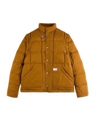 Fay Brown Quilted High Collar Clasp Jacket