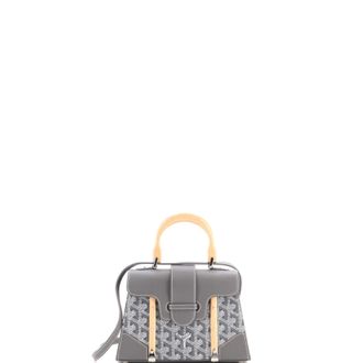 Goyard Structured Saigon Top Handle Bag Coated Canvas with Leather Mini