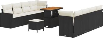 vidaXL Vidaxl - Garden Sofa Set Manual 11 pcs Black and cream 90 x 55 x 71 cm