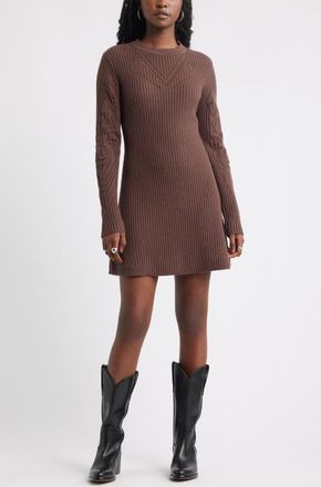 Treasure & Bond Long Sleeve Merino Wool & Cotton Blend Sweater Dress in Brown Fawn at Nordstrom, Size Xx-Large