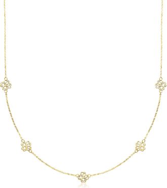 Canaria Canaria Italian 10kt Yellow Gold Flower Station Necklace