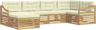 vidaXL Conjunto De Sof&aacute;s De Exterior 6 Uds. Blanco Y Crema Poli&eacute;ster Vidaxl