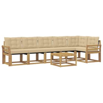 vidaXL Conjunto De Sof&aacute;s De Exterior Con Coj&iacute;n 7 Pcs Y Beige Vidaxl