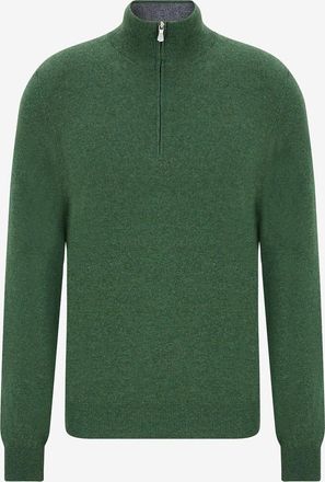 Gran Sasso Feinstrick-Kaschmirpullover mit Stehkragen und Zip