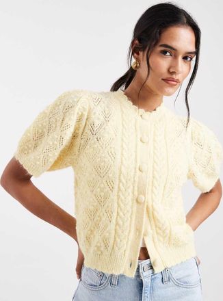 Levi's Cardigan a maniche corte in maglia traforata giallo pastello