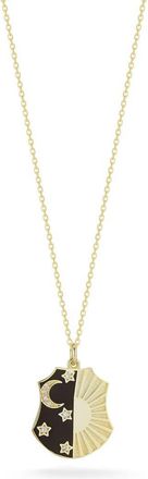 Sphera Milano 14K Gold Plated Sterling Silver & CZ Celestial Shield Necklace in Yellow Gold at Nordstrom Rack