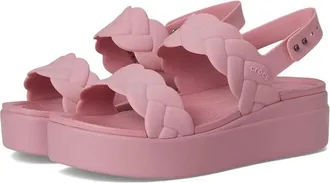 Crocs Brooklyn Woven Upper Low Wedge 40284-77143 WomensPink Sandals GBO2878