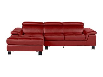 VENTE-UNIQUE.COM Sof&aacute; rinconera piel rojo