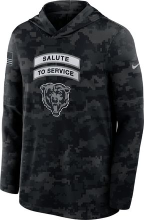 Nike Chicago Bears Salute to Service Sideline Nike Mens Dri-FIT NFL Long-Sleeve Hooded Top in Black | 03B90ILOA26-YUN