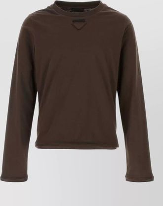 Prada cotton crew neck long sleeve t shirt
