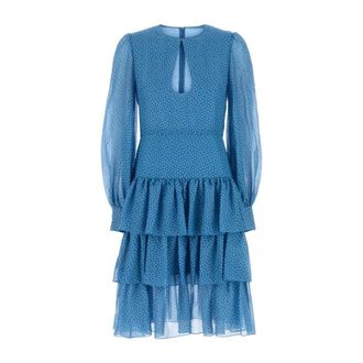 Valentino Garavani Printed Silk Dress - female - Valentino Garavani - Party Dresses - Blue - S - Dresses