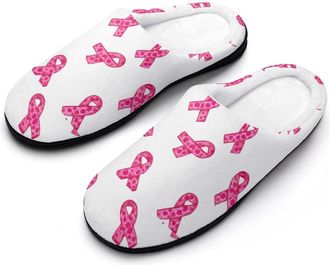 Generic Breast Cancer Awareness Ribbon Mens Slippers Comfortable And Non-slip Cotton Slipper Shoe for House