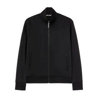 Palm Angels Zip-throughs, male, Black, Size: M Black Zip-Front Jacket with Pockets