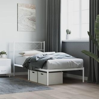 vidaXL Estructura Cama Sin Colch&oacute;n Con Cabecero Metal Blanco 90x200 Cm Vidaxl