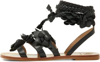 Tory Burch pre-owned Blossom floral-embellished flat sandals - Black