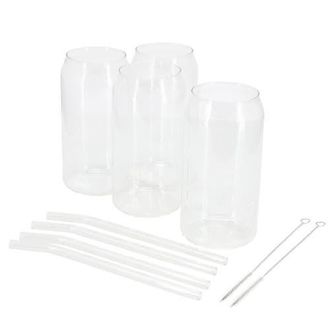 Gibson Home Zadie 10 Piece Glass Tumbler and Straw Set in Clear at Nordstrom