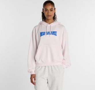 New Balance Mujer Wavy Oversized Hoodie en Rosa, Vell&oacute;n de algod&oacute;n, Talla XL