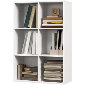 HOMCOM Libreria Moderna a 6 Cubi a Parete in Legno Bianco