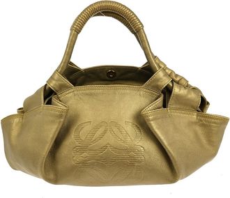 Loewe Anagram Logo Nappa Aire Hand Bag Leather Gold Leather Handbag (Pre-Owned)
