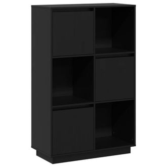 Berkfield Home Highboard Black 74x35x117 cm Solid Wood Pine | Size: 74 x 35 x 117 cm