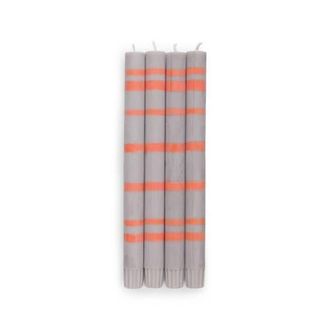British Colour Standard Striped Dinner Candles - Set of 4 in Willow Grey/orange Flame at Nordstrom