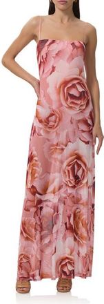 AFRM Shea Floral Print Slipdress in Peach Roses at Nordstrom, Size X-Large