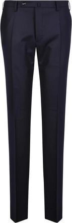 Incotex Blauwe Getailleerde Broek Essential Design - Heren - Slim Fit Broeken - Blauw - S - Leer - Broeken