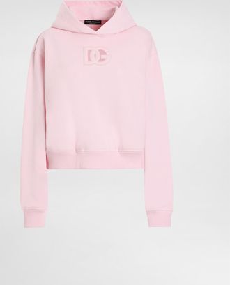 Dolce & Gabbana Jersey Hoodie With Raised Dg Embroidery - Woman T-shirts And Sweatshirts Pink 54