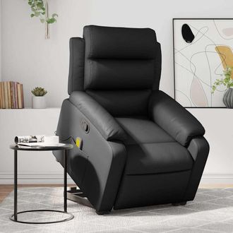 vidaXL Vidaxl - Sill&oacute;n Reclinable De Masaje De Pie Cuero Artificial Negro