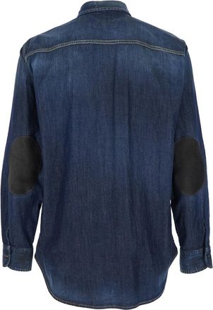 Dsquared2 Mens Blue Denim Shirt With Elbow Patches Cotton