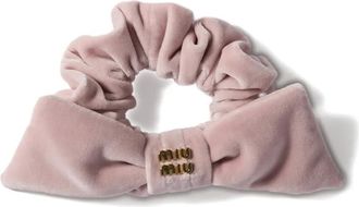 Miu Miu Scrunchie met strikdetail en logo - Roze