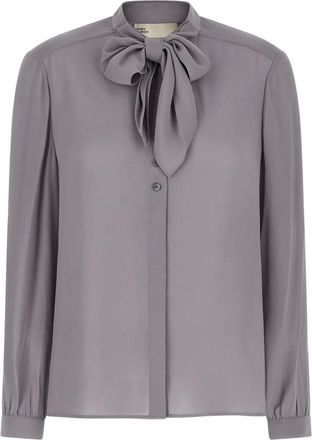 Tory Burch Blusa con colletto alla coreana - Grigio