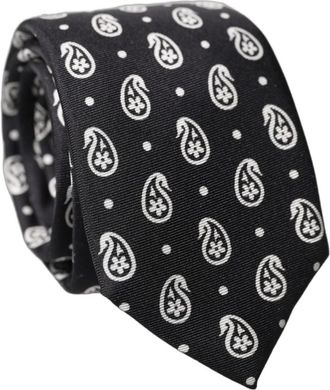 Dolce & Gabbana Paisley Zijden Verstelbare Stropdas - Heren - Stropdassen - Zwart - ONE Size - Accessoires