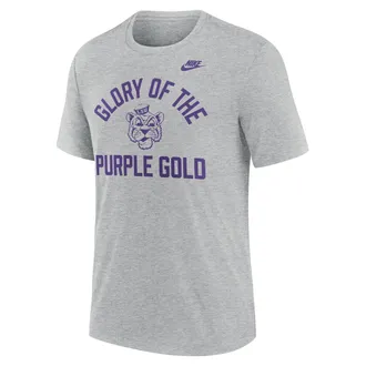 Nike LSU Legacy Mantra Nike Mens College T-Shirt in Grey | NJFD06GLOV-1MJ