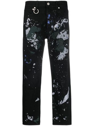 Études Studio paint-splattered straight-leg jeans - Black