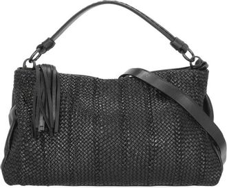 Reptiles House Fringed Braided Black Shoulder Bag with Dual Compartments