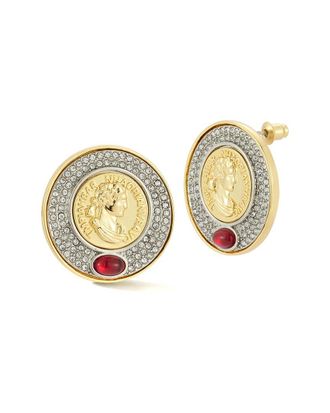 Chloe and Madison Chloe And Madison Plated Cz Vintage Coin Earrings