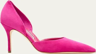 Manolo Blahnik Taylerbinu Suede DOrsay Pumps