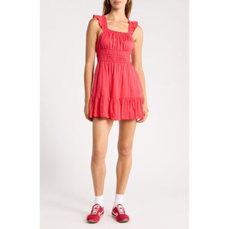 Abound Ruffle Strap Tiered Cotton Minidress in Red Saucy at Nordstrom Rack, Size X-Large