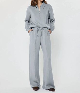 Current Air Wide Leg Modal Drawstring Sweatpants In Light Dusty Blue