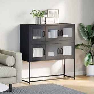 Berkfield Home Sideboard Black 100.5x39x107 cm Cold-rolled Steel
