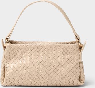 Simons Womens Basketweave faux-leather evening bag