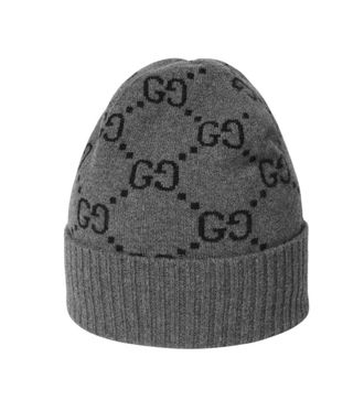 Gucci Grey GG Logo Beanie Cap