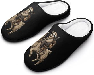 Generic Sloth Riding Llama Best Friends Mens Slippers Comfortable And Non-slip Cotton Slipper Shoe for House