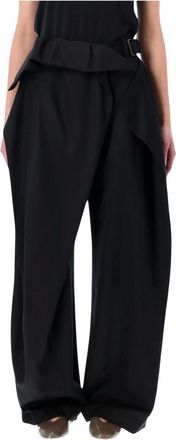 J.W.Anderson Fold Over Trousers - female - JW Anderson - Wide Trousers - Black - XS - Trousers