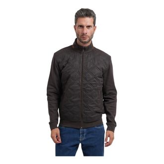 Bugatti Diamantgewatteerde Sweater met Volledige Rits - Heren - Jassen - Bruin - Maat: L Katoen