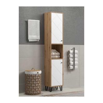 Trendteam Armoire Haute Avec Deux Portes - Trendteam - S&eacute;rie Touch - Blanc/brun - 36 Cm De Long