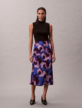 Calvin Klein Falda Slip Midi Estampada