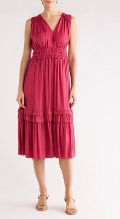 T Tahari Ruffle Sleeveless Tiered Midi Dress in Corsage at Nordstrom Rack, Size X-Small